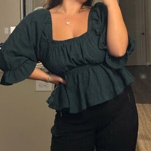 Arula Emerald Green Peplum Top